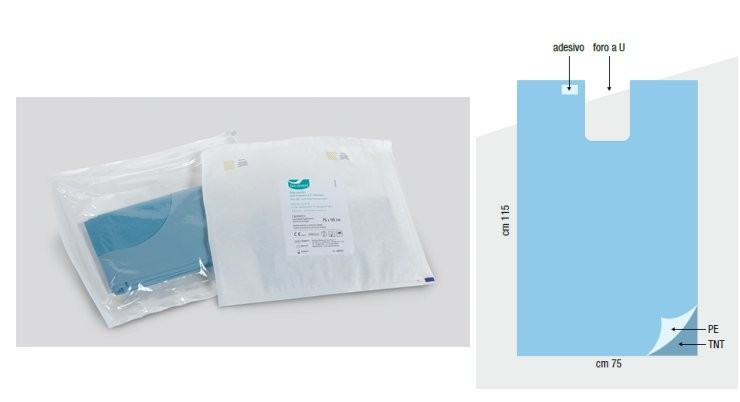 TELO STERILE SET DENTAL MONOUSO "A ""U"" 75X115 TNT+PE AZZURROX10