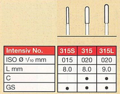 INTENSIV 315S    FG (2)   X 3 FRESE - Dental Trey
